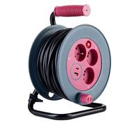 Enrouleur bricolage 3 prises + 2 USB-A/C - Rose - Zenitech