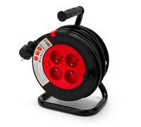 VELAMP REEL-FR-15 - Enrouleur Rallonge Électrique 15M, Rallonge Prolongateur Multiprise avec 4 Prises IP44 (2P+T) + 1 Fiche FR 16A - Câble H05 VV-F 3G1,5 mm² - Bricolage, Chantier, Jardin, Certifié NF