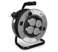Navaris Enrouleur câble - Dévidoir câble électrique Manuel 15m 230V multiprise 4 fiches - Rallonge électrique avec câble Type H05RR-F 3G1,5