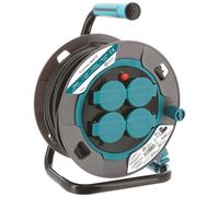 Enrouleur chantier 25 mètres - Guide câble - 4 prises avec clapet - Section 3G1,5mm2 - IP44 - Poignée