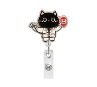 Enrouleur de badge amusant et mignon avec fermeture à clip pour médecins, enseignants, étudiants, travailleurs, etc. Motif de dessin animé Dvj765 (C, taille unique)