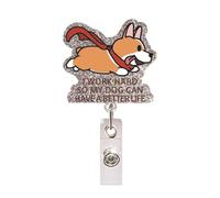 Enrouleur de badge amusant et mignon avec fermeture à clip pour médecins, enseignants, étudiants, travailleurs, etc. Motif de dessin animé Dvj771 (B, taille unique)