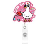 Enrouleur de badge amusant pour infirmière, Cuff 'Em Oie avec clip rétractable, cadeau mignon pour étudiant en soins infirmiers, RN LPN CNA MA, travailleur médical, enseignant, médecin
