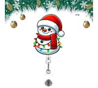 Enrouleur de badge bonhomme de neige de Noël avec cordes lumineuses - Enrouleurs de badge d'hiver avec pince crocodile - Cadeau de vacances pour assistants médicaux