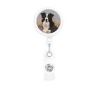 Enrouleur de badge Border Collie - Porte-badge rétractable avec porte-clés avec clip de ceinture - Porte-nom mignon pour infirmière, bureau, enseignant