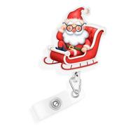 Enrouleur de badge de Noël rétractable avec pince crocodile pour infirmière, travailleur médical et enseignant, cadeau de Noël mignon pour infirmière