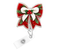 Enrouleur de badge de Noël rétractable en forme de houx avec pince crocodile en acrylique pour infirmière, enseignante, médecin, accessoires de travail, cadeaux