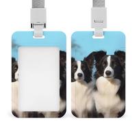 Enrouleur de badge d'identification Border Collie rétractable - Porte-badge vertical avec cordon détachable - Pour femmes et hommes - Pour infirmières et personnel de sécurité