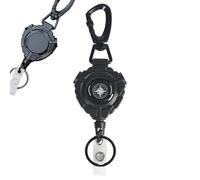 Enrouleur de badge d'identification robuste avec anneau | Enrouleur de badge portable, porte-clés pour randonnée, escalade, pêche