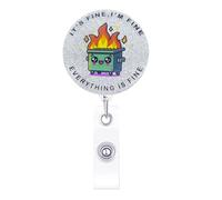 Enrouleur de badge d'infirmière amusant avec pince crocodile rétractable pour bureau, collègue, infirmière, enseignant, It's Fine I'm Fine Everything is Fine Dumpster Fire Accessoires de bureau