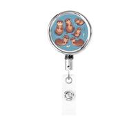 Enrouleur de badge en métal rétractable avec clip de ceinture - Porte-badge en forme d'animal mignon marron - Porte-nom - Clips pour nom, employés de bureau, médecin, infirmière