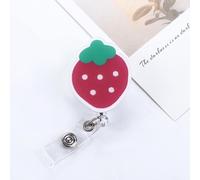 Enrouleur de badge fraise, enrouleurs de badge rétractables avec sangle renforcée, clip pour badge, porte-badge, porte-badge, porte-badge, porte-badge, porte-clés fraise