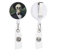 Enrouleur de badge gothique romantique avec porte-clés - Porte-badge avec clip de ceinture - Porte-nom mignon pour infirmières, bureau, enseignants