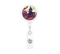 Enrouleur de badge « Happy Halloween » rétractable avec pince crocodile - Porte-badge de travail amusant en plastique léger pour infirmière, enseignante, cadeau de bureau