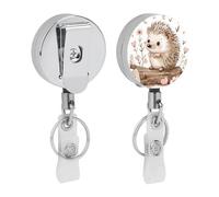 Enrouleur de badge hérisson assis sur le dessus - Porte-badge rétractable avec clip rétractable - Enrouleur de badge d'infirmière - Adorable bobine de badge amusante