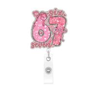 Enrouleur de badge mignon pour la Saint-Valentin, motif cœur rose et nœud - Porte-badge rétractable avec pince crocodile pour infirmière, enseignante, personnel de bureau