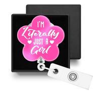 Enrouleur de badge rétractable amusant avec pince crocodile - Porte-badge rétractable avec pince crocodile - Cadeau pour infirmière, enseignante, travailleur de bureau, médecin, juste une fille