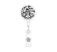 Enrouleur de badge rétractable avec clip de ceinture et porte-clés - Porte-nom - Porte-nom squelette effrayant - Pour employés de bureau, médecin, infirmière
