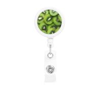 Enrouleur de badge rétractable avec clip de ceinture et porte-clés - Porte-nom - Tranches de kiwi frais - Pour employés de bureau, médecin, infirmière, porte-nom