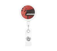 Enrouleur de badge rétractable avec clip et porte-clés, motif notes de musique - Porte-badge amusant et mignon - Porte-badge robuste pour employés de bureau, médecin, infirmière