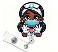 Enrouleur de badge rétractable avec clip pour étiquette nominative, pour infirmière, médecin, urgences et travailleurs médicaux