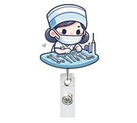 Enrouleur de badge rétractable avec clip pour étiquette nominative, pour infirmière, médecin, urgences et travailleurs médicaux