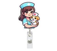 Enrouleur de badge rétractable avec clip pour étiquette nominative, pour infirmière, médecin, urgences et travailleurs médicaux