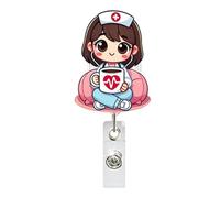 Enrouleur de badge rétractable avec clip pour étiquette nominative, pour infirmière, médecin, urgences et travailleurs médicaux