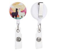 Enrouleur de badge rétractable avec pince crocodile - Alpacas in Love in The Mountains - Pour employés de bureau, médecins, infirmières
