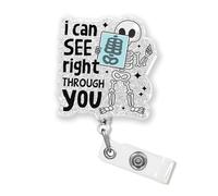 Enrouleur de badge rétractable avec pince crocodile en acrylique « I Can See Right Through You » de 4,1 cm pour infirmière, pédiatrique, infirmière, pédiatrique, technicien, technicien