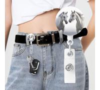 Enrouleur de badge rétractable avec porte-clés, motif chevaux blancs, pour infirmières, bureau, enseignants