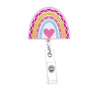 Enrouleur de badge rétractable en acrylique - Pour porte-étiquette d'identification et utilisation au bureau, finition pailletée, 4,1 à 5,1 cm, multicolore, 1 pièce (A)