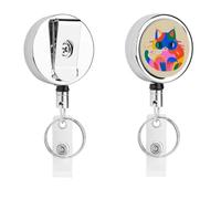 Enrouleur de badge rétractable en forme de chat coloré avec pince crocodile robuste pour infirmières, enseignantes, bureau, travail, cadeaux pour femmes