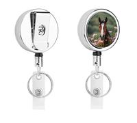 Enrouleur de badge rétractable en forme de cheval et de fleurs, joli porte-badge d'allaitement avec pince crocodile robuste pour infirmières, enseignantes, bureau, travail, cadeaux pour femmes