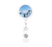Enrouleur de badge rétractable en forme de pingouin Antarctique avec pince crocodile - Porte-badge de travail amusant en plastique léger pour infirmière, enseignante, cadeau de bureau