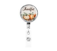 Enrouleur de badge rétractable en métal, aquarelle, mignonnes citrouilles automnales, glands rotatifs, porte-clés à suspendre pour infirmière, médecin, enseignant, bureau