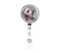 Enrouleur de badge rétractable en métal avec ailes de cochon volant et porte-clés rotatif à suspendre pour infirmière, médecin, enseignant, bureau