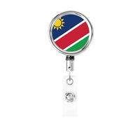 Enrouleur de badge rétractable en métal avec drapeau de la Namibie, porte-badge, porte-badge rotatif à suspendre pour infirmière, médecin, enseignant, bureau