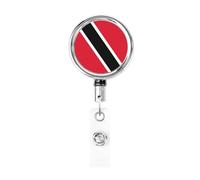 Enrouleur de badge rétractable en métal avec drapeau de la Trinité-et-Tobago, porte-badge rotatif pour carte d'identité, porte-clé pour infirmière, médecin, enseignant, bureau