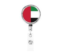 Enrouleur de badge rétractable en métal avec drapeau des Émirats arabes unis, porte-badge rotatif à suspendre pour infirmière, médecin, enseignant, bureau