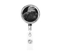 Enrouleur de badge rétractable en métal avec motif aigle noir et blanc, porte-badge rotatif à suspendre pour carte d'identité, porte-clé pour infirmière, médecin, enseignant, bureau