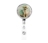 Enrouleur de badge rétractable en métal, beau petit dragon doré, porte-badge rotatif à suspendre pour carte d'identité, porte-clés, pour infirmière, médecin, enseignant, bureau