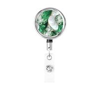 Enrouleur de badge rétractable en métal, beau porte-badge abstrait marbré rotatif pour carte d'identité, porte-clés pour infirmière, médecin, enseignant, bureau
