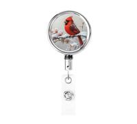 Enrouleur de badge rétractable en métal, beau porte-badge en forme d'oiseau rouge, porte-clés rotatif à suspendre pour infirmière, médecin, enseignant, bureau