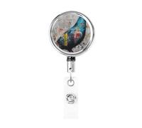 Enrouleur de badge rétractable en métal, collage colombe pour journal, graffiti, porte-badge rotatif pour carte d'identité, porte-clés, pour infirmière, médecin, enseignant, bureau