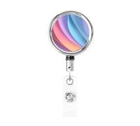 Enrouleur de badge rétractable en métal, couleurs pastel hypercolorées, porte-badge rotatif à suspendre pour carte d'identité, porte-clé pour infirmière, médecin, enseignant, bureau