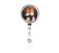 Enrouleur de badge rétractable en métal, deux fantômes mignons dans une forêt d'automne, porte-badge rotatif à suspendre pour infirmière, médecin, enseignant, bureau