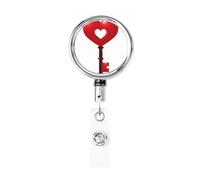 Enrouleur de badge rétractable en métal en forme de cœur rouge pour infirmière, médecin, enseignant, bureau