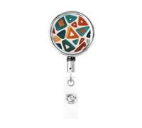 Enrouleur de badge rétractable en métal, formes géométriques colorées, support de badge artistique tribal rotatif à suspendre pour infirmière, médecin, enseignant, bureau