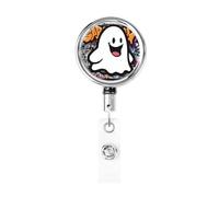 Enrouleur de badge rétractable en métal, graffiti, fantôme, street art, esthétique, porte-badge rotatif, pour carte d'identité, porte-clés, pour infirmière, médecin, enseignant, bureau